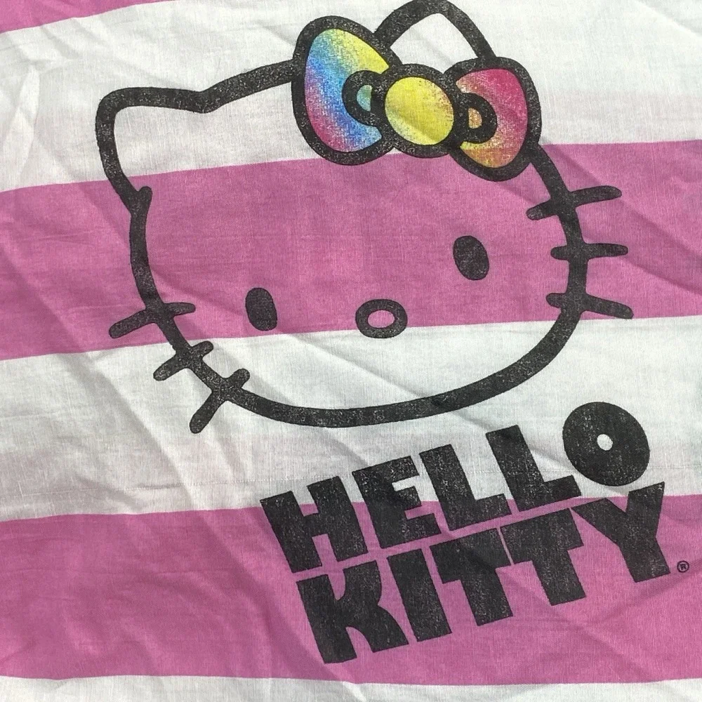 Hello Kitty Sanrio Full Sheets Flat Fitted Set‎ Striped Y2K Bedding Kawaii Cute
